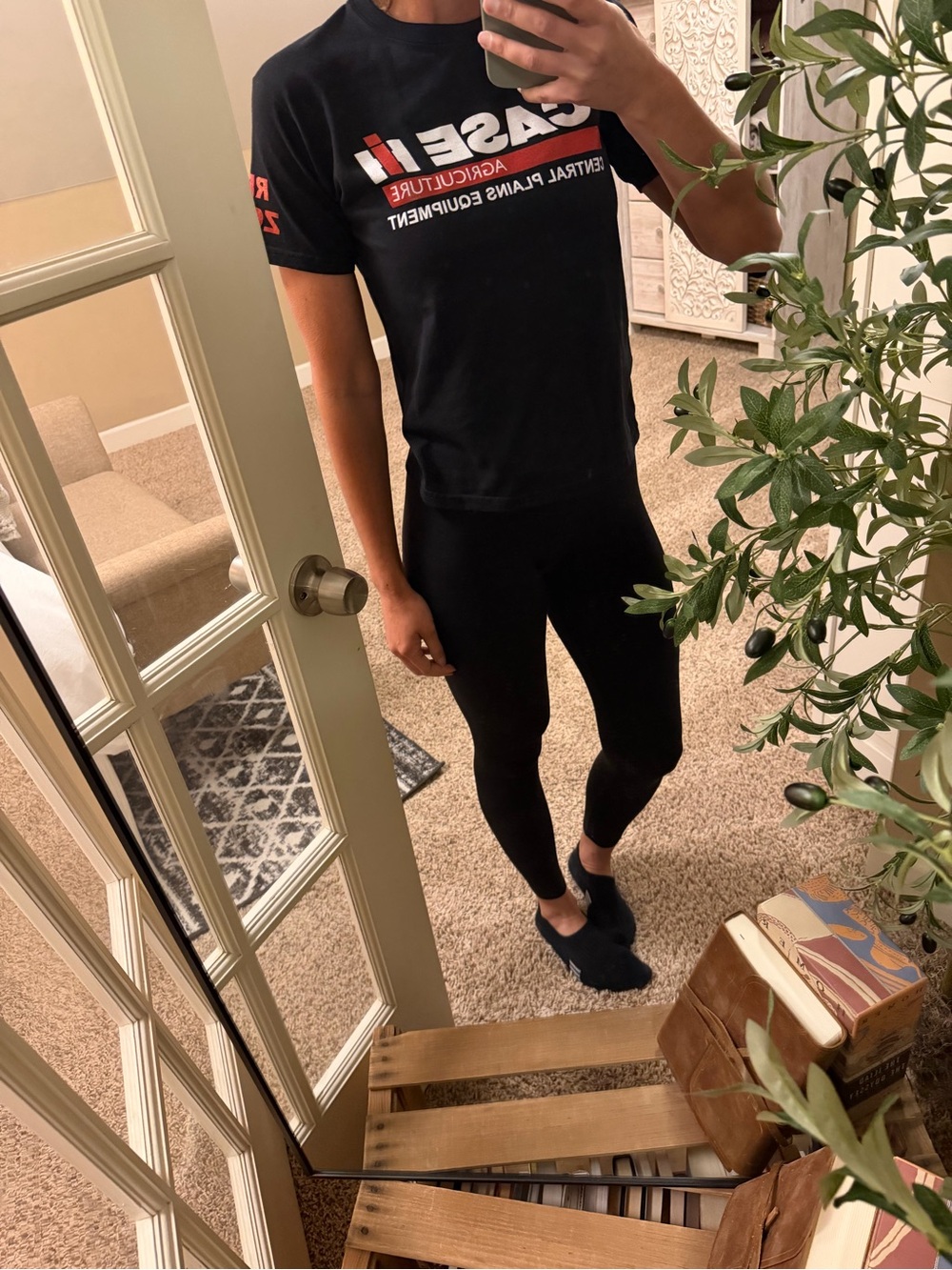 Black Graphic Tee with Red & White Logo